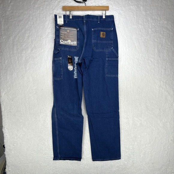 Carhartt Washed Denim Work Dungaree Jeans Mens 35x34 Single Knee B13 DST NWT NOS - Picture 3 of 9